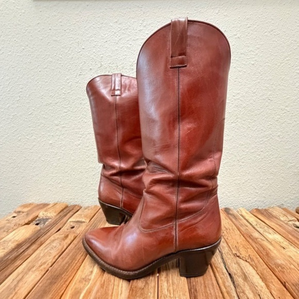Geoffrey Beene Vintage Western Boots Women's 8B Brown Leather Made in Italy